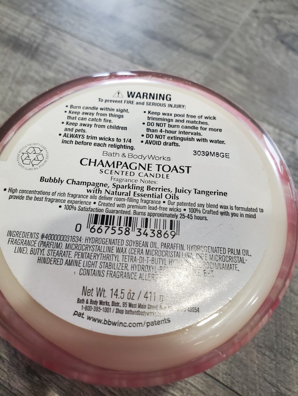 Bath And Body Works Champagne Toast 3 Wick Candle - Picture 4 of 4